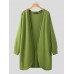 Women Cropped Knitted Pure Color Casual Retro Daily V  Neck Big Pocket Cardigan